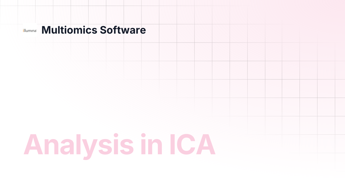 Analysis in ICA | Multiomics Software