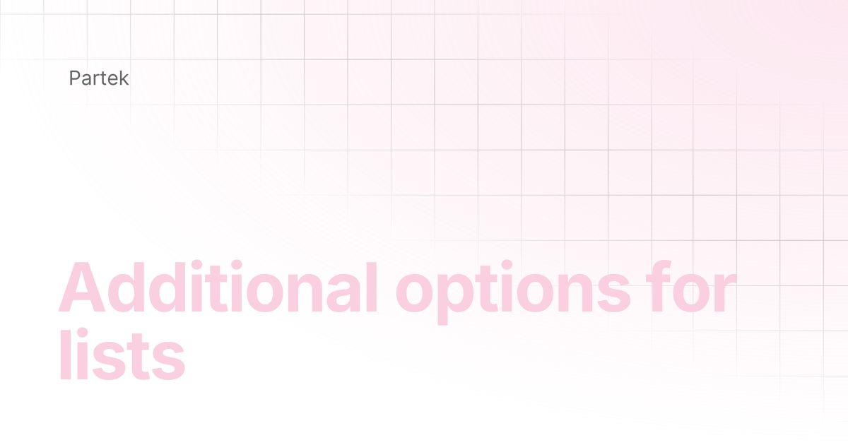 Additional options for lists | Multiomics Software